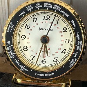 Vintage Berchmark World Time Travel Alarm Clock Quartz